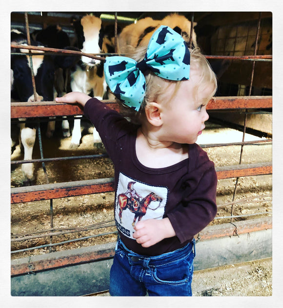 Turquoise Polka Dot Steer Bow