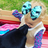 Turquoise Polka Dot Steer Bow